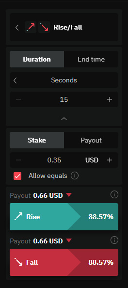 Deriv Trader option type settings